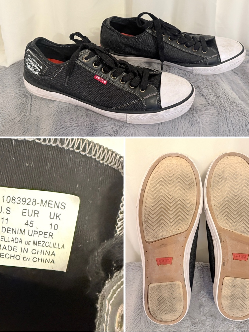 Levi's Stan Buck C Men's Sneakers Size 11 Black Denim Casual Shoes 1083928